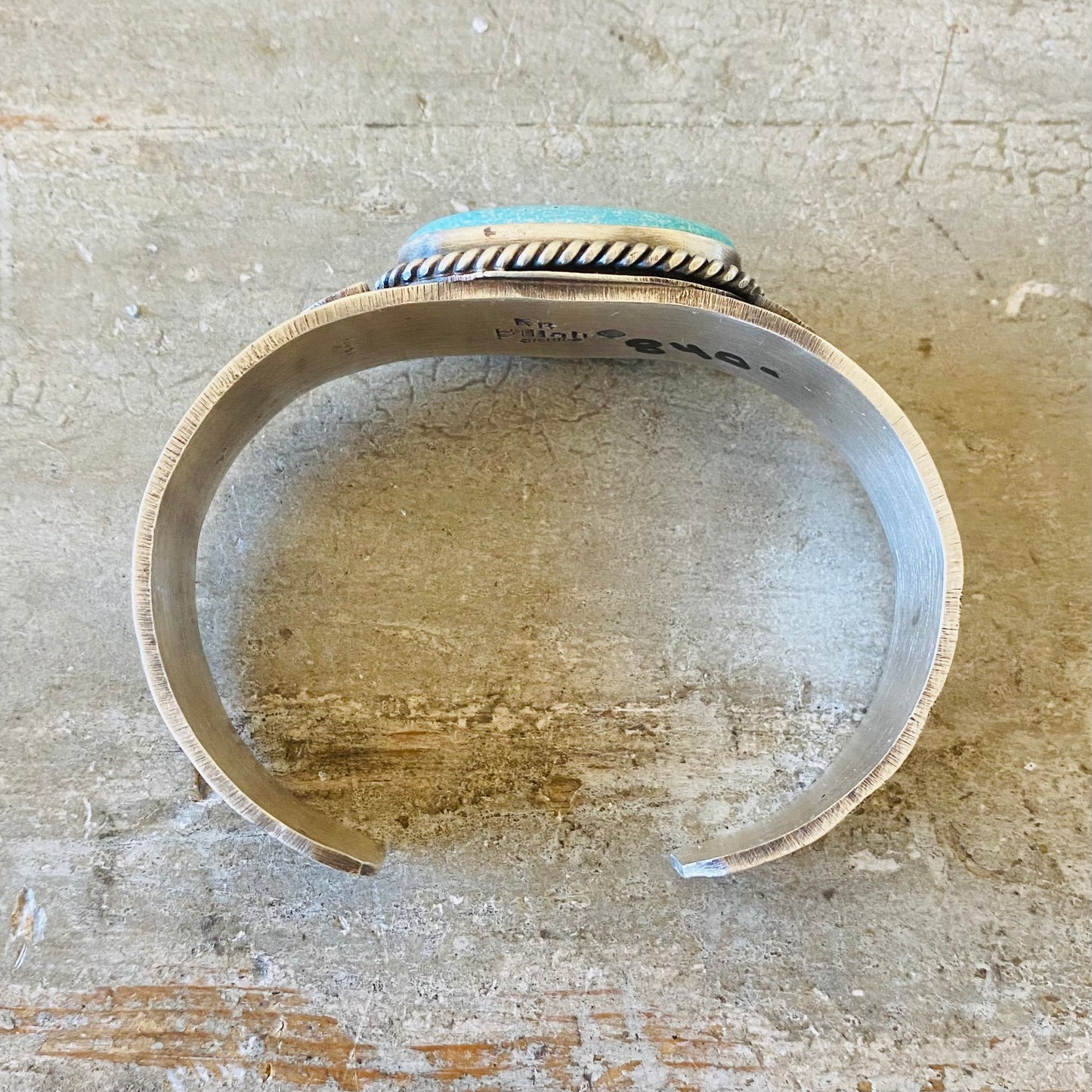 Navajo Kindale Billah Sterling Silver & Kingman Turquoise Stacker Cuff