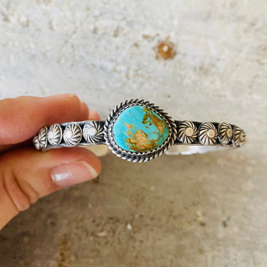 Navajo Kevin Billah Sterling Silver & Turquoise Cuff