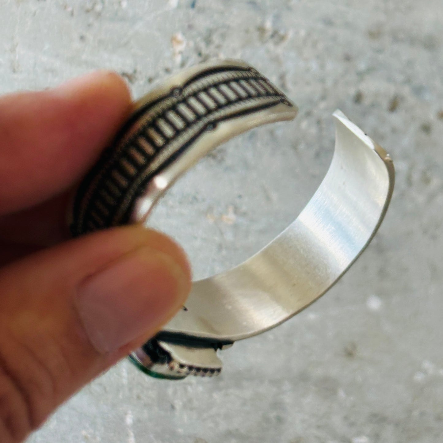 Navajo Herman Smith Sterling Silver & Sonoran Turquoise Stacker Cuff