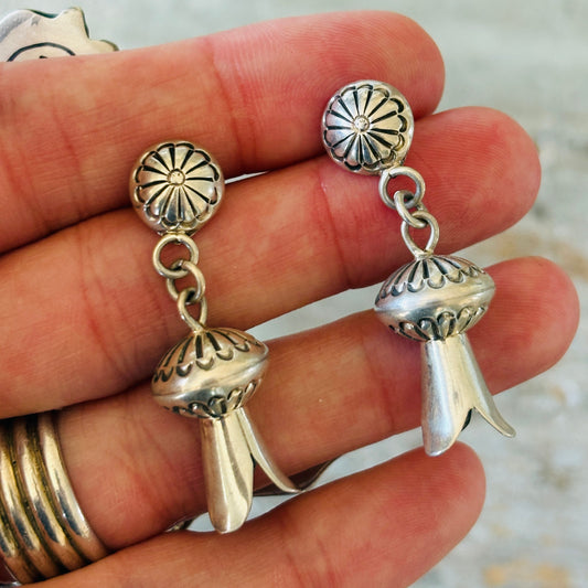 Navajo Sterling Silver Handmade Blossom Earrings