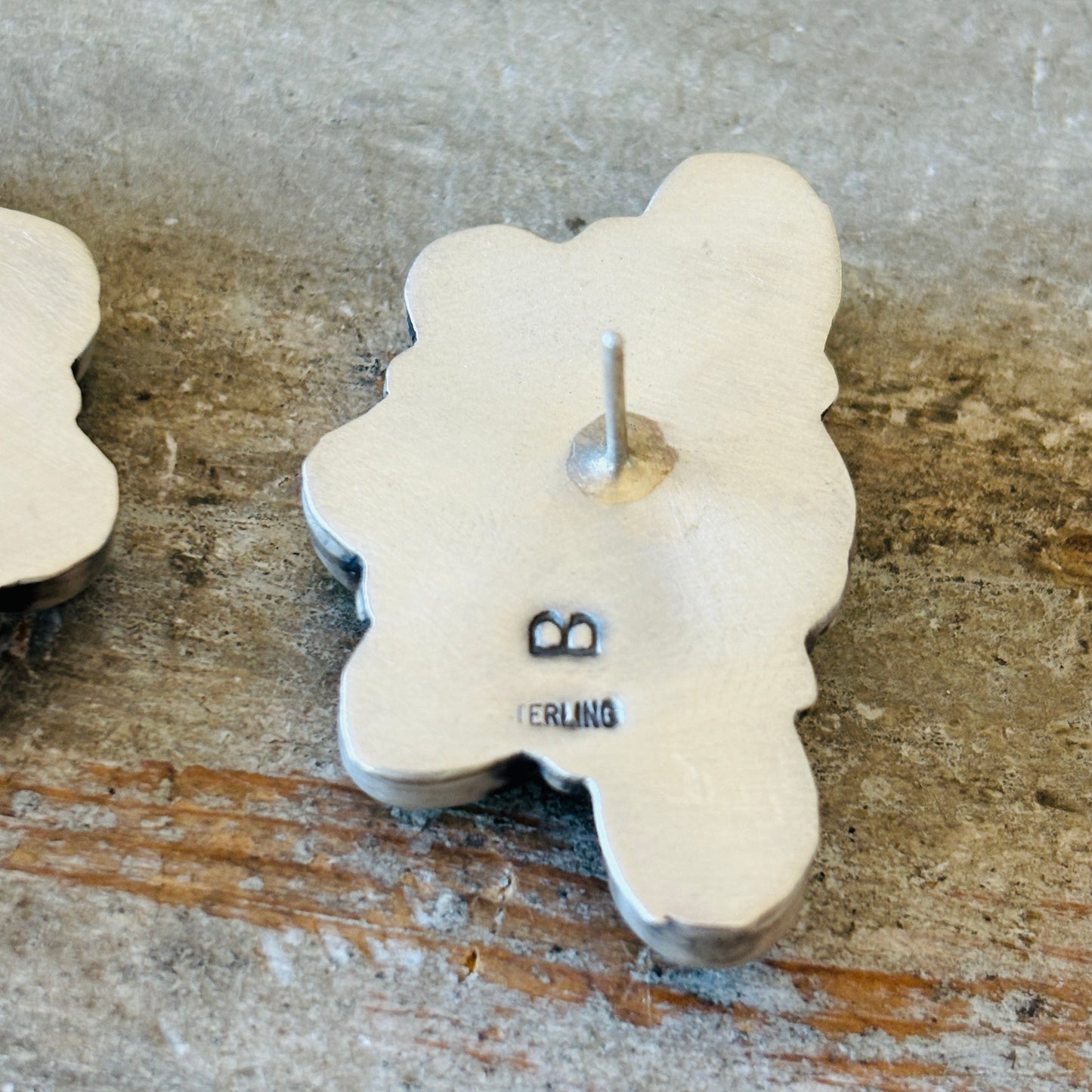 Navajo Lydia Begay Sterling Silver & Kingman Cluster Earrings