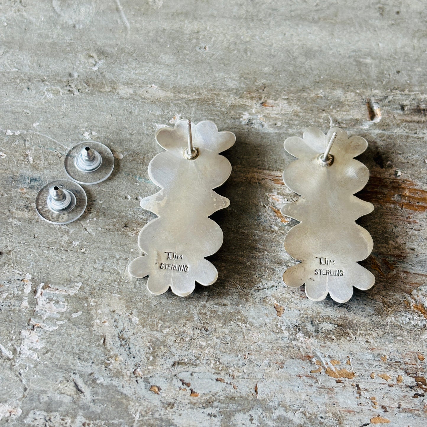 Navajo Thomas Jim Sterling Silver Statement Earrings