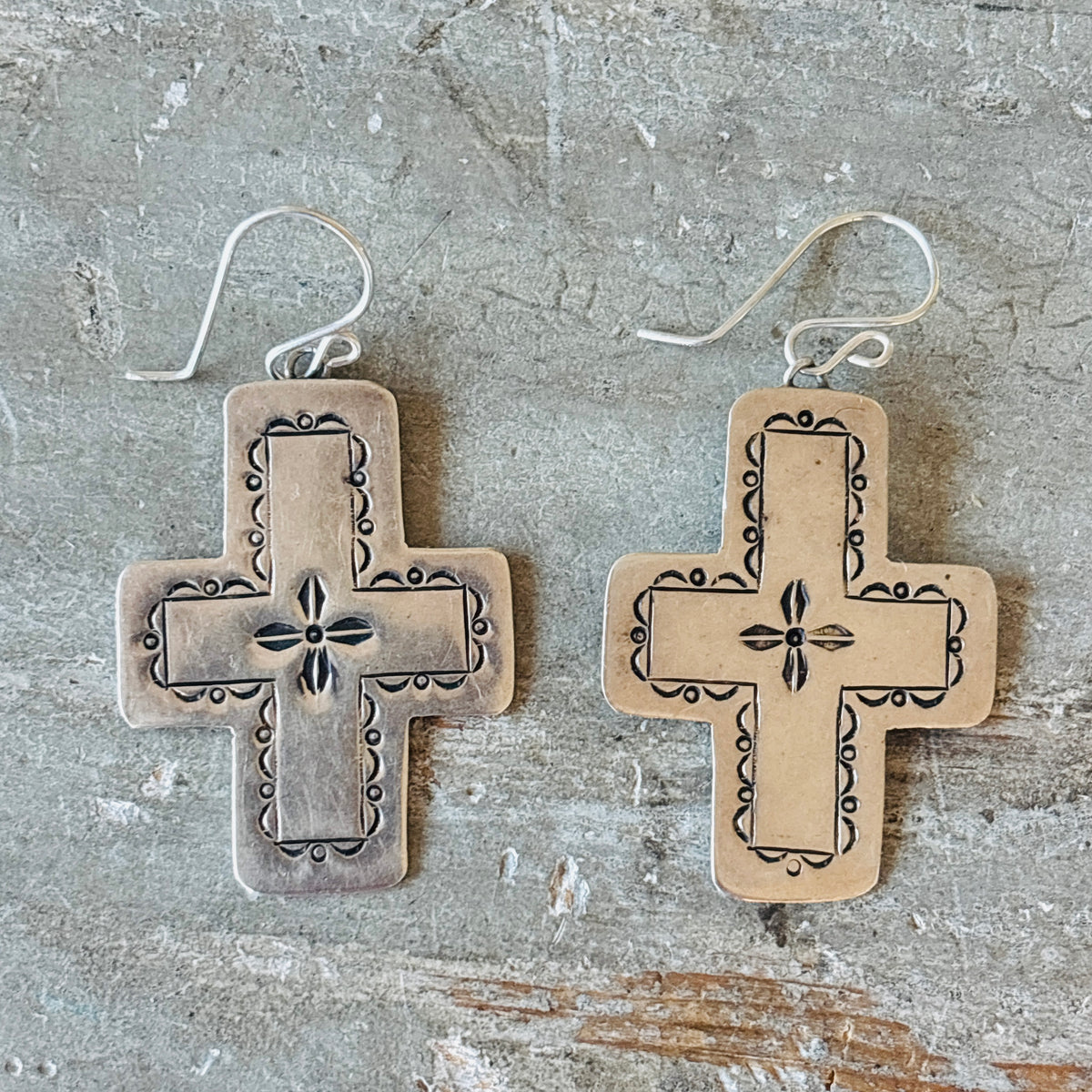 Navajo Sterling Silver Cross Earrings
