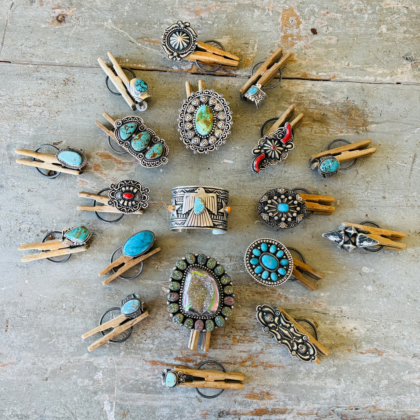 Navajo Hemerson Brown Sterling Silver & Druzy Statement Ring
