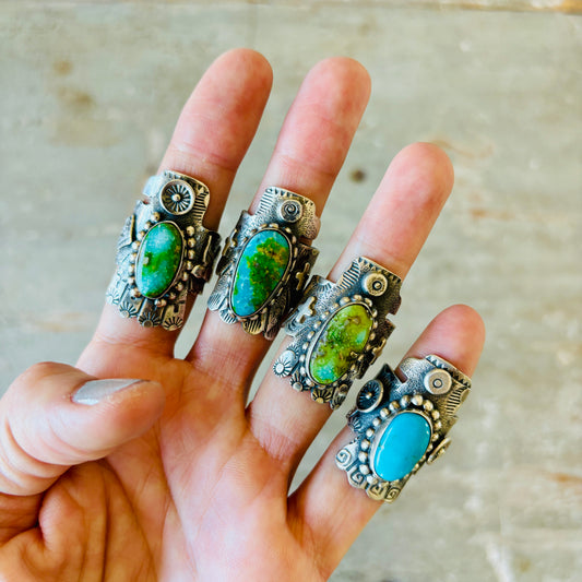 Anglo Kathy Sands Sterling Silver & Turquoise Thunderbird Ring