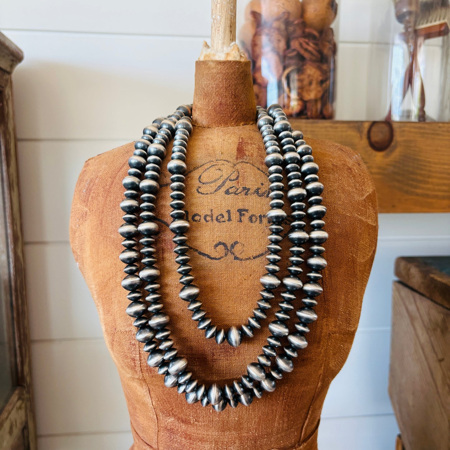 Navajo Austin Haley Sterling Silver 6mm - 10mm Handmade Pearls Necklace