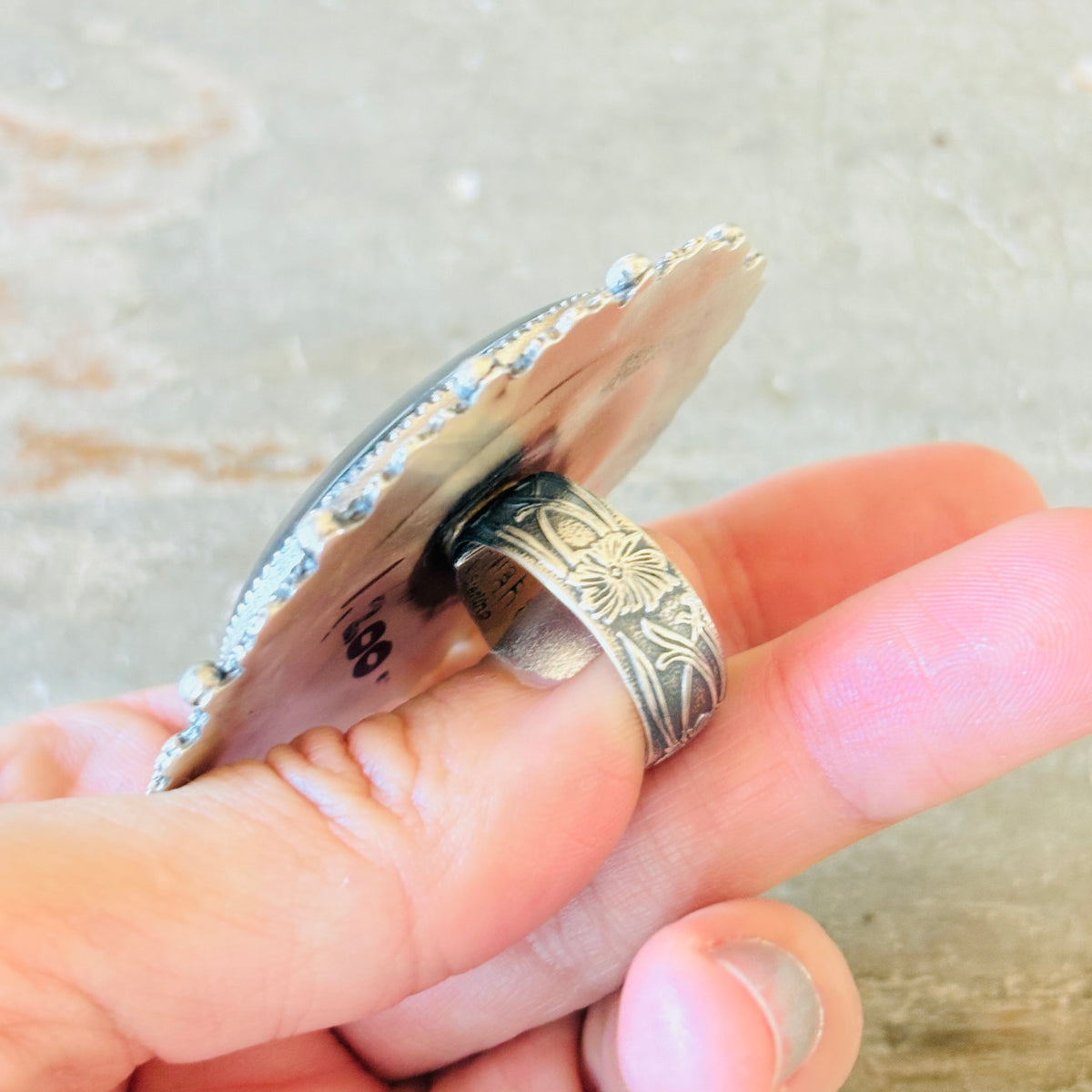 Navajo Kindale Billah Sterling Silver & Hematite Statement Ring