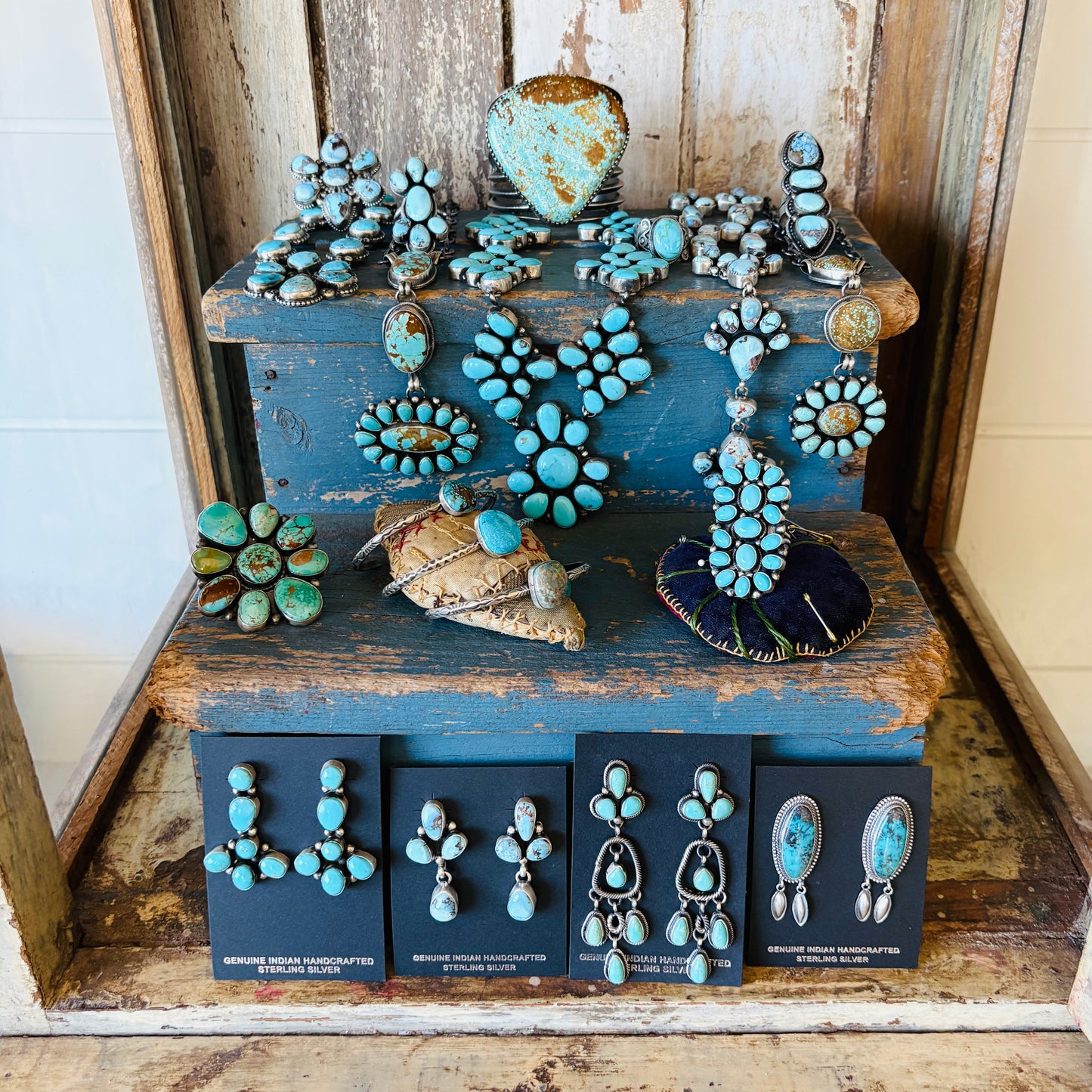 Navajo Sheila Becenti Sterling Silver & Sleeping Beauty Turquoise Cluster Ring