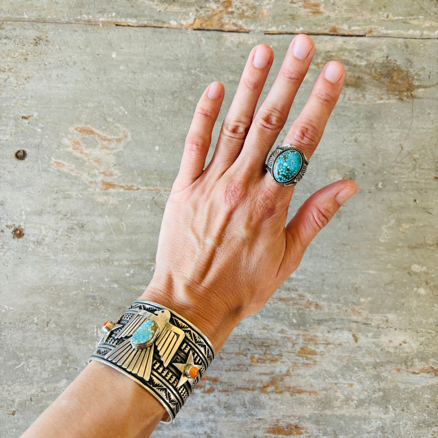 Navajo Andy Cadman Sterling Silver & Web Kingman Ring