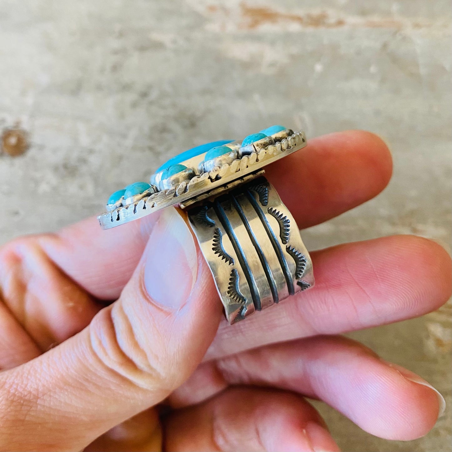 Navajo Charlene Yazzie Sterling Silver & Turquoise Ring