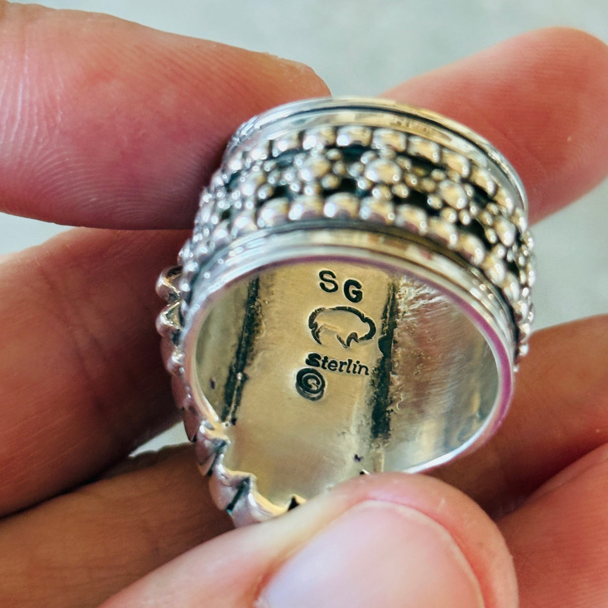 Navajo Sam Gray Sterling Silver & High Grade Kingman Statement Ring