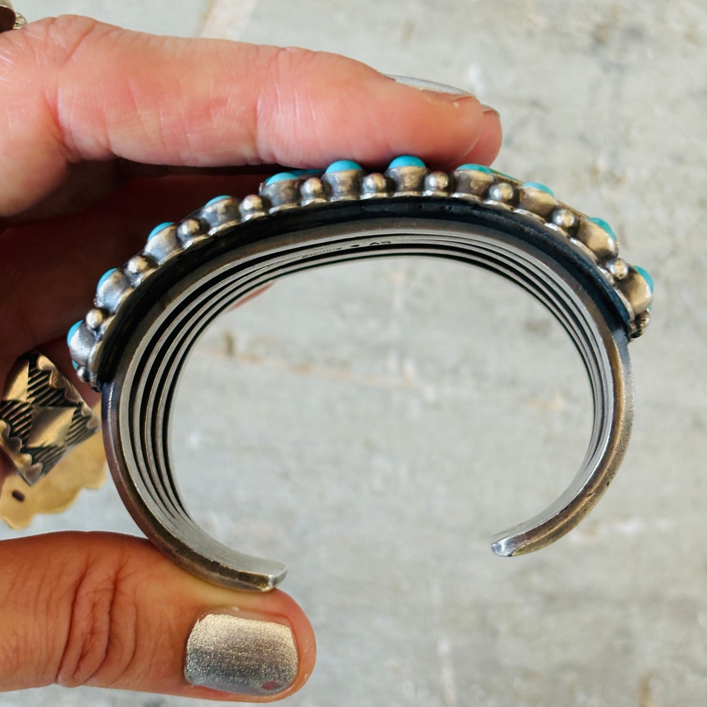Navajo Anthony Skeets Sterling Silver & Kingman Turquoise Statement Cuff