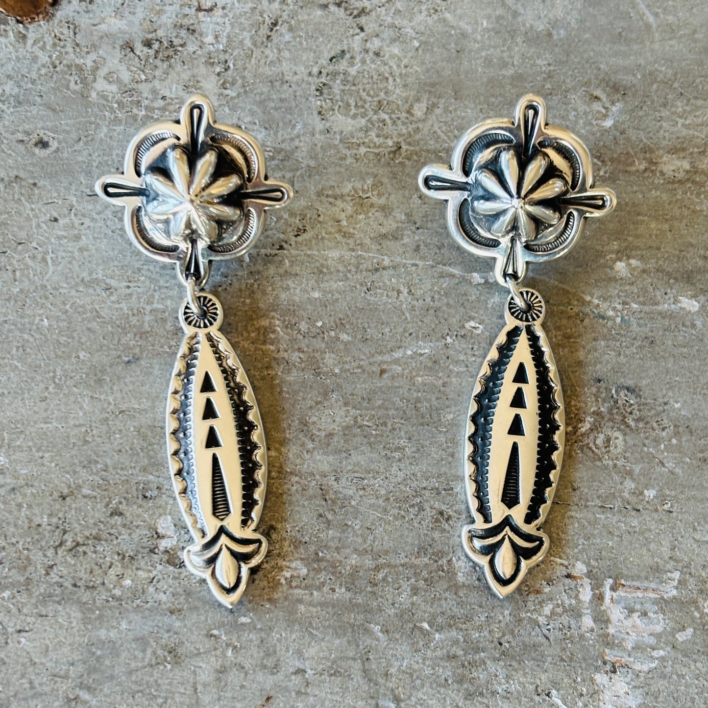 Navajo Jennifer Curtis Sterling Silver Statement Earrings