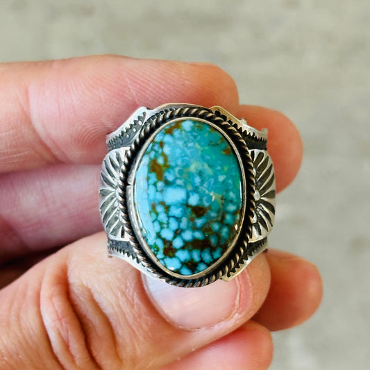 Navajo Andy Cadman Sterling Silver & Web Kingman Ring