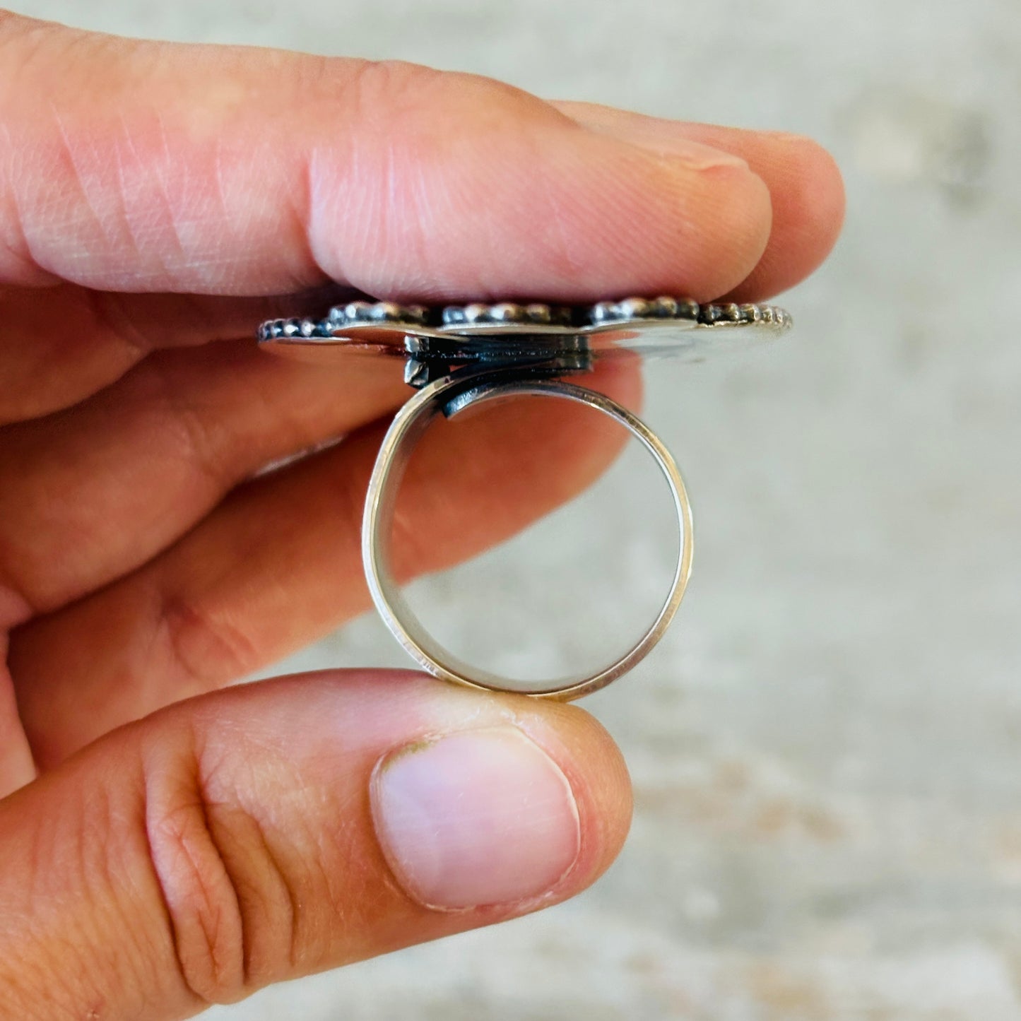 Navajo Braxton Parkett Sterling Silver & Red Coral Statement Ring