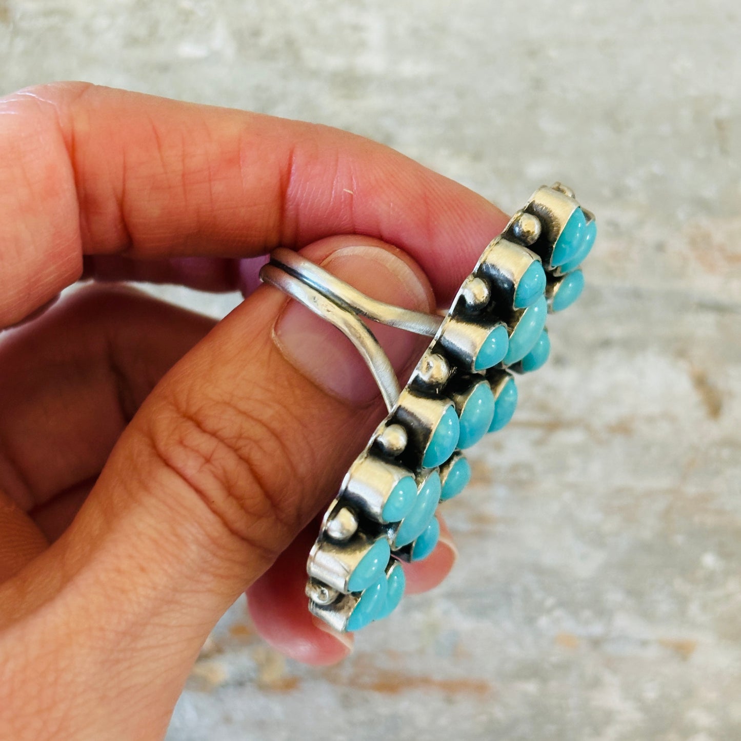 Navajo Sheila Becenti Sterling Silver & Sleeping Beauty Turquoise Cluster Ring