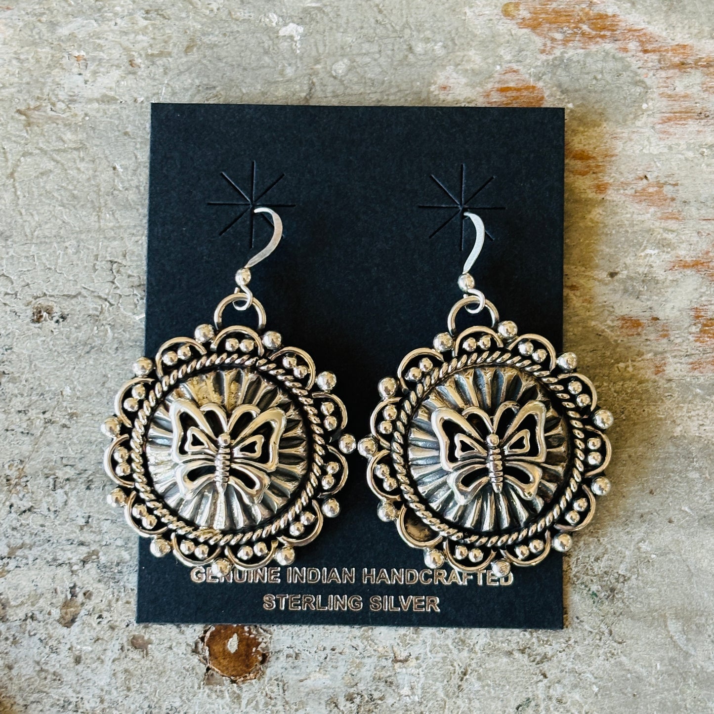 Navajo Hemerson Brown Sterling Silver & Web Kingman Butterfly Concho Statement Necklace Set