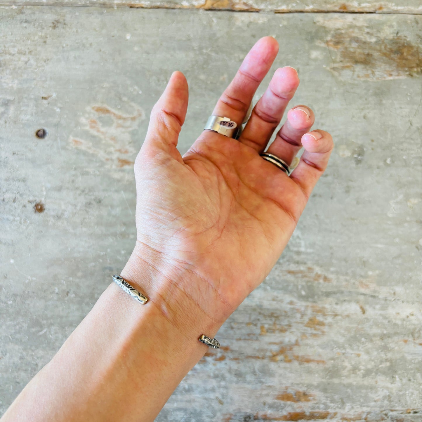 Navajo Delaine & Dwayne Nez Sterling Silver & Sierra Nevada Turquoise Stacker Cuff
