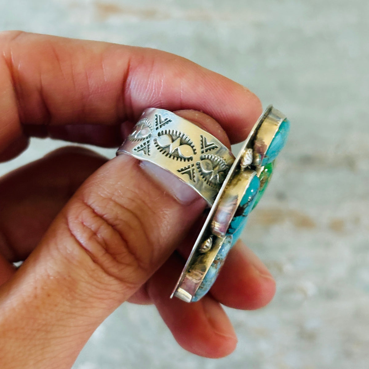 Navajo Freddy Platero Sterling Silver & Mixed Turquoise Cluster Heart