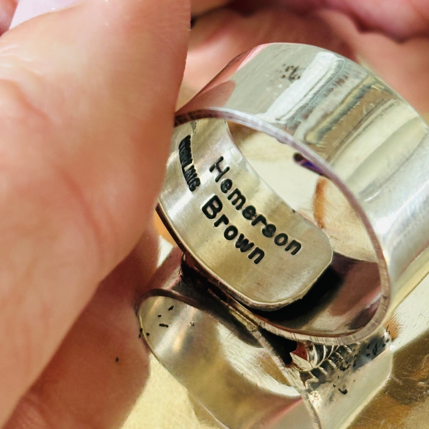 Navajo Hemerson Brown Sterling Silver - Red Coral & Sonoran Turquoise Cluster Ring