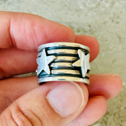 Navajo Andy Cadman Sterling Silver Stars Ring