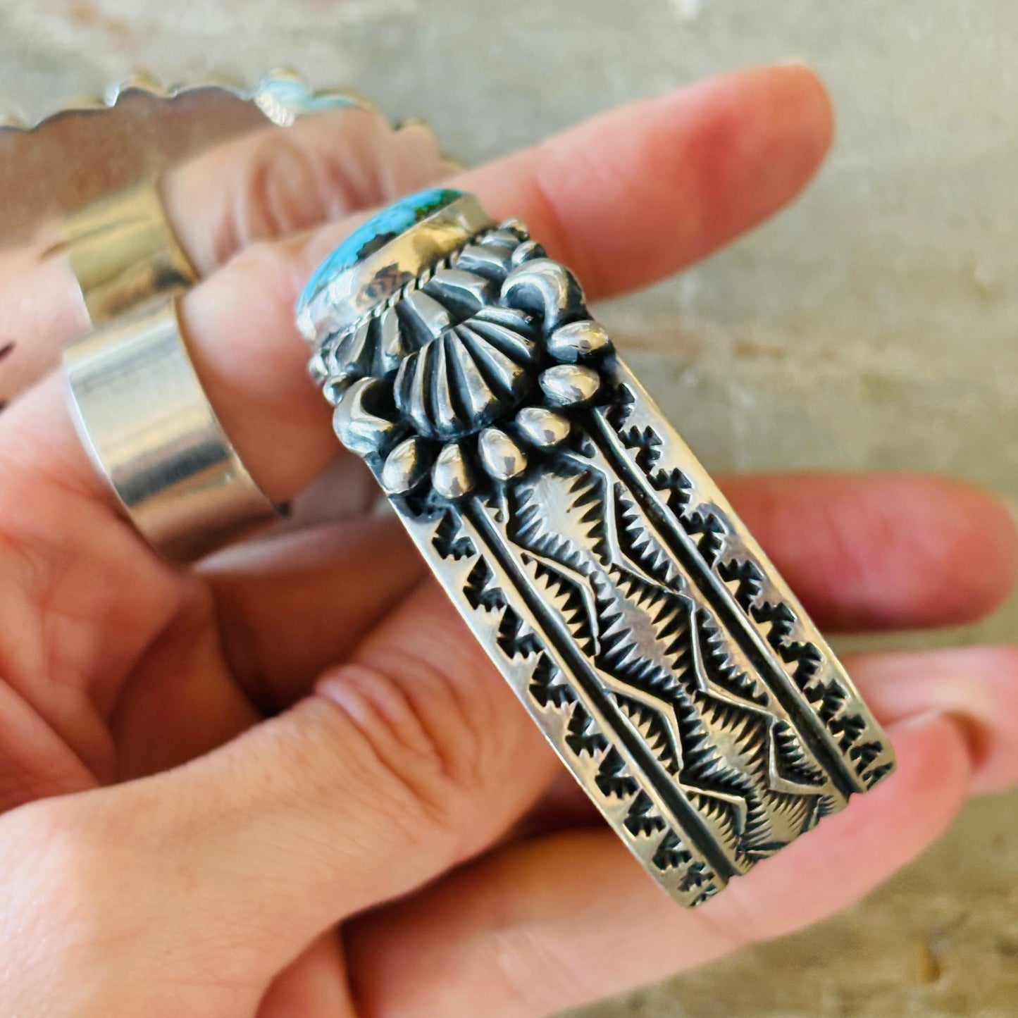 Navajo Tsosie Willie Sterling Silver & Web Kingman Stacker Cuff