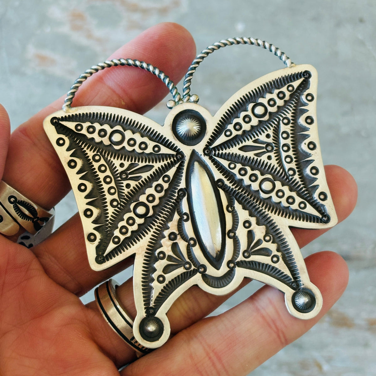 Navajo Herman Smith Sterling Silver Butterfly Pin - Pendant
