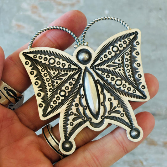 Navajo Herman Smith Sterling Silver Butterfly Pin - Pendant