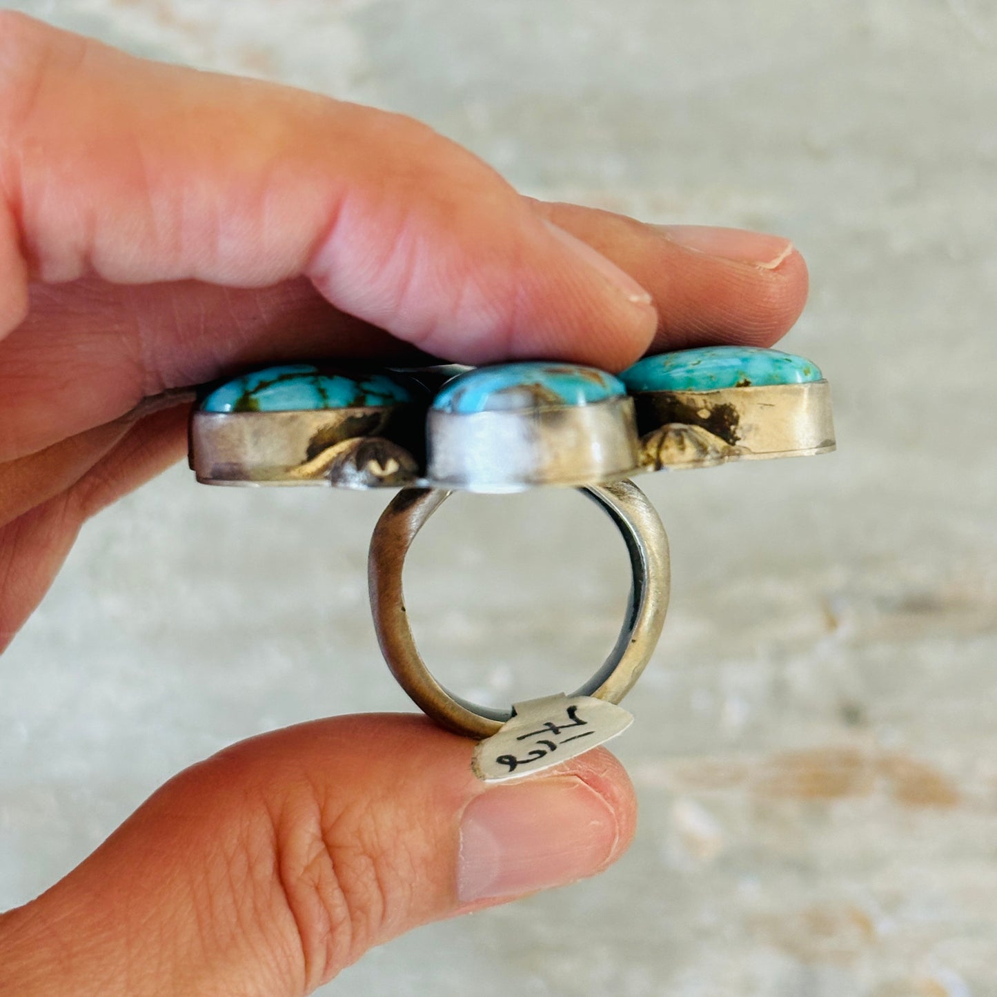 Navajo Kathleen Chavez Sterling Silver & Kingman Cluster Ring