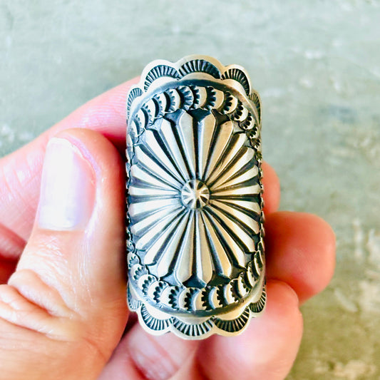 Navajo Andy Cadman Sterling Silver Concho Ring