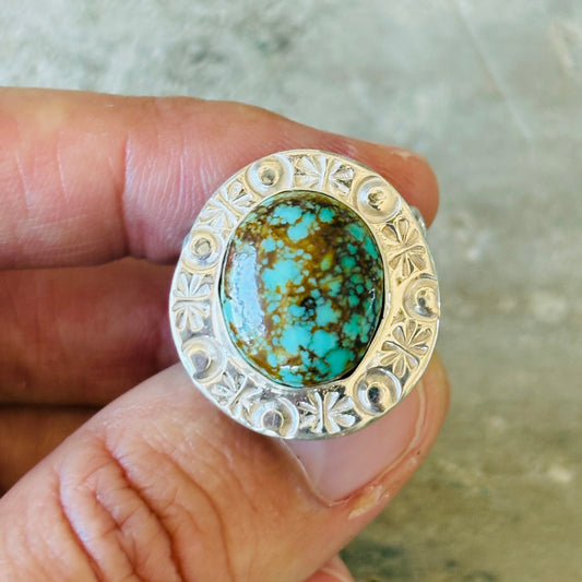 Navajo Jones Bahe Sterling Silver & Sonoran Gold Floral Ring