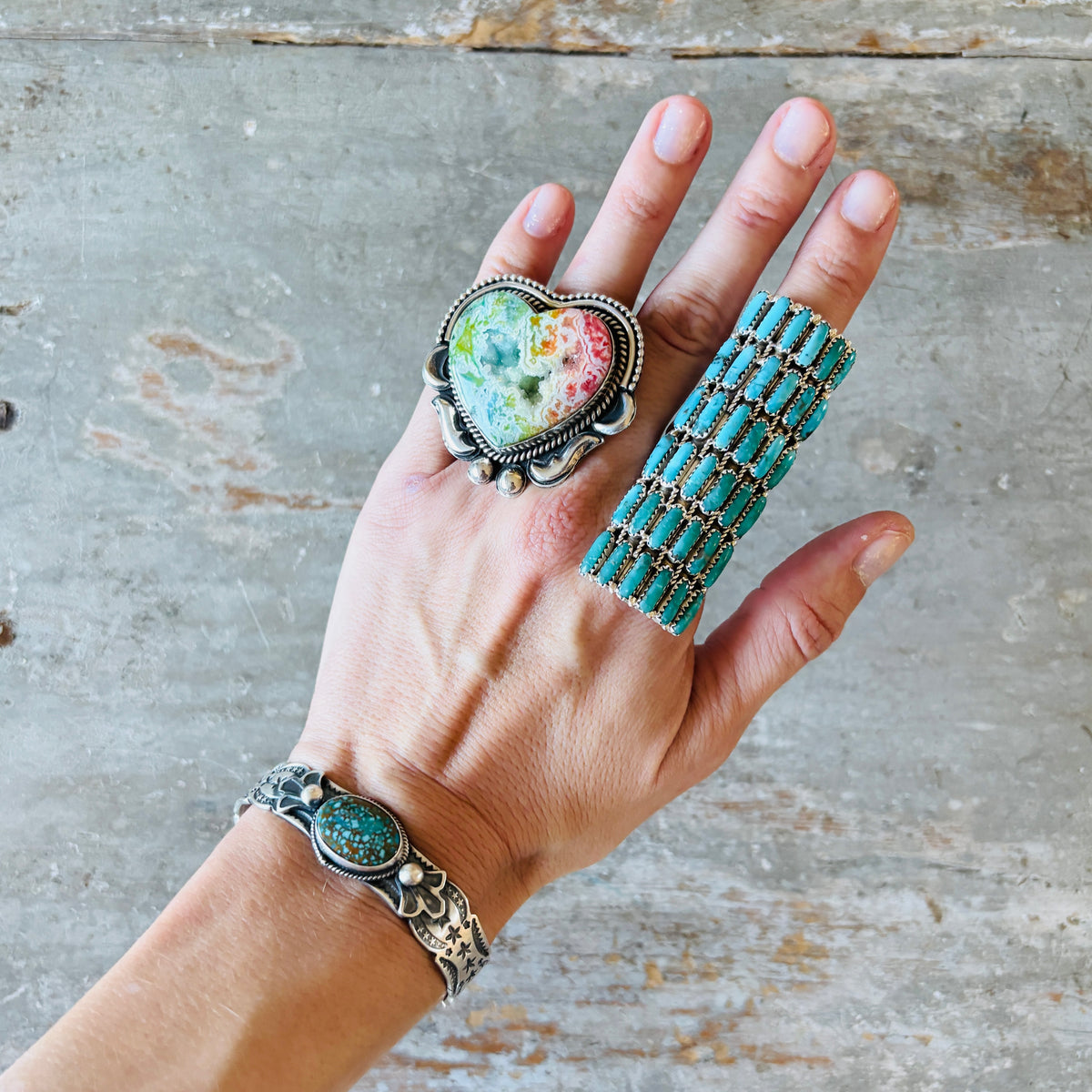 Navajo Bo Reeves Sterling Silver & Web Kingman Stars Stacker Cuff