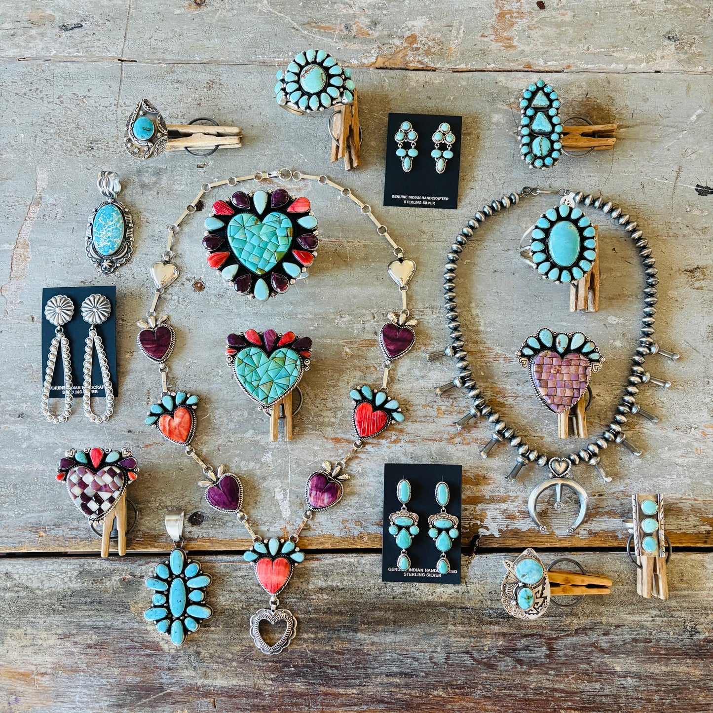 Navajo Bobby Johnson Sterling Silver & Mixed Turquoise Cluster Ring