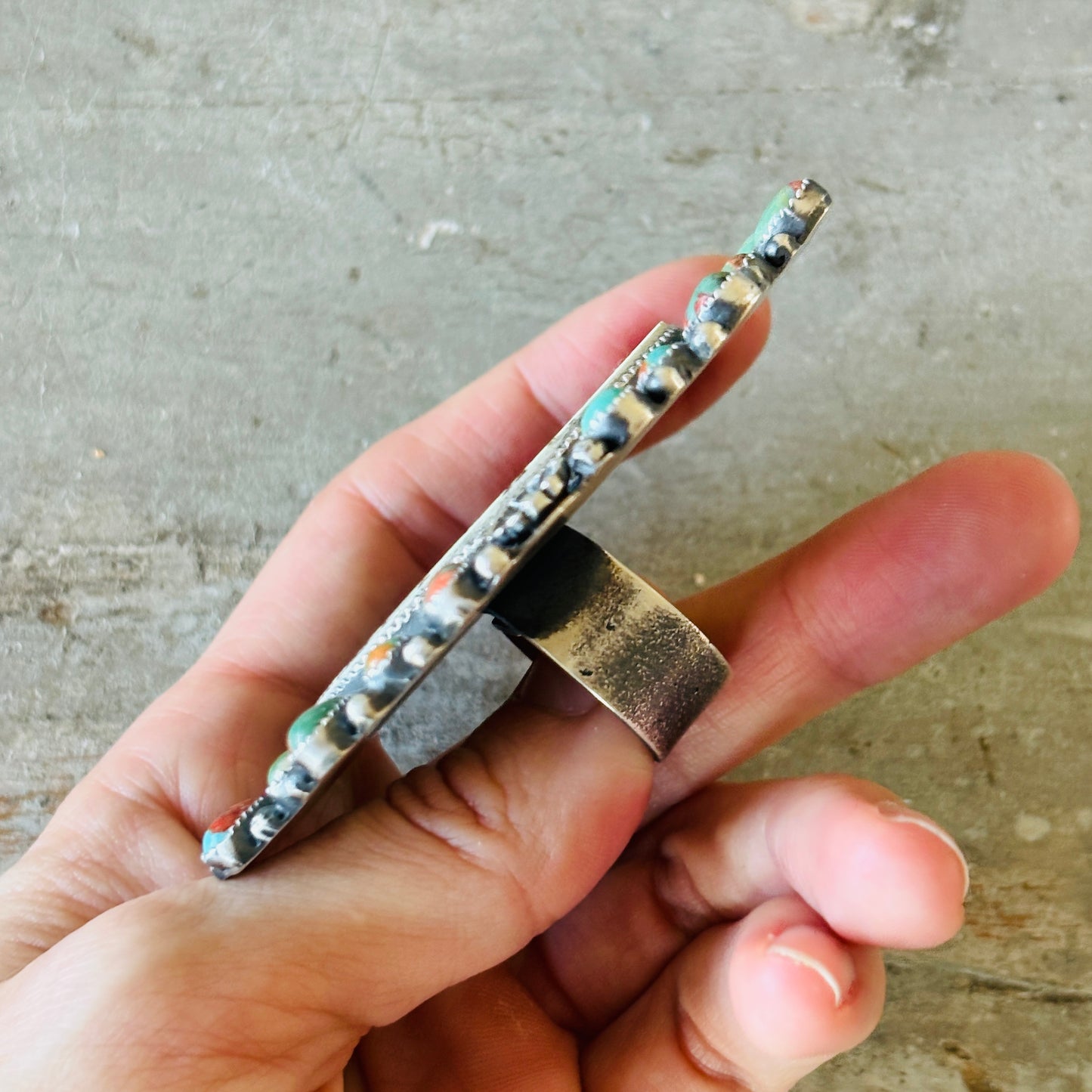 Navajo Kindale Billah Sterling Silver - Ceramic & Mojave Cowboy Ring