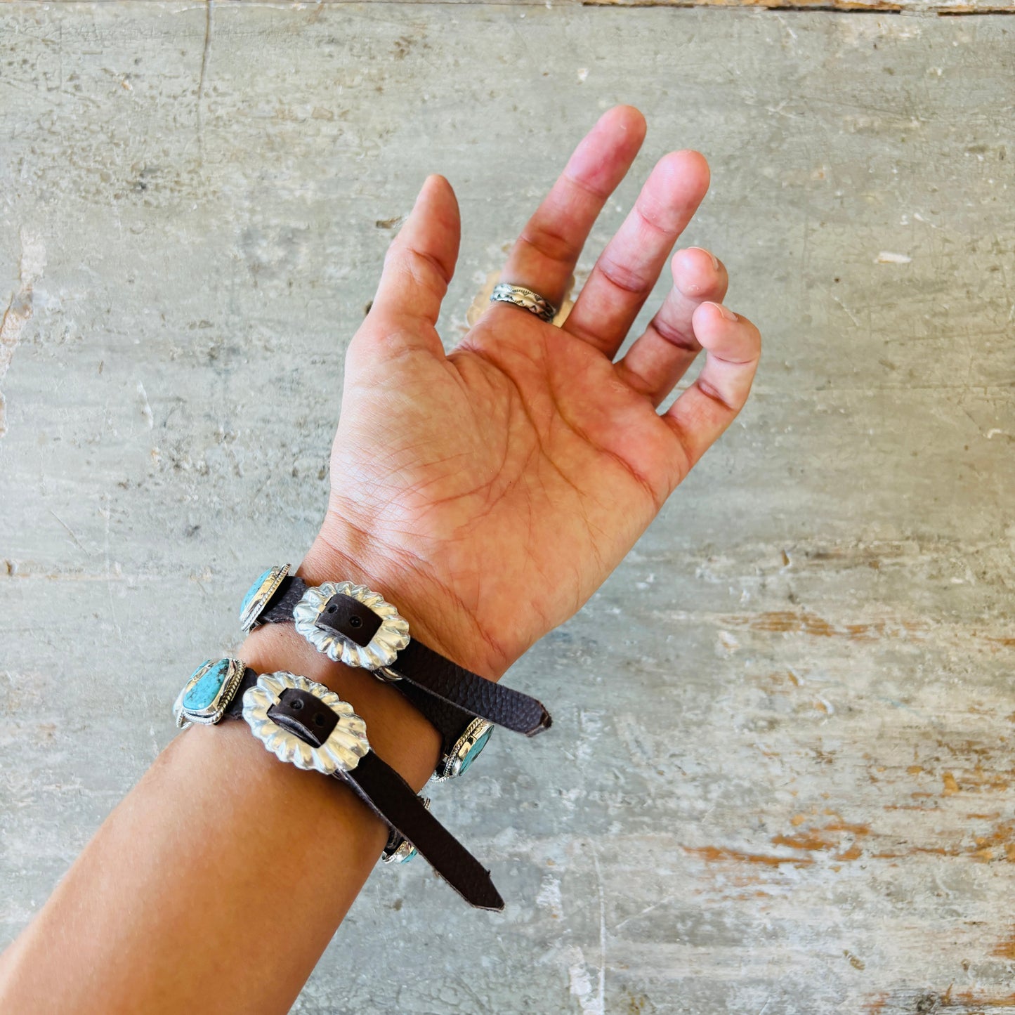 Navajo Tia Long Sterling Silver & Turquoise Ring