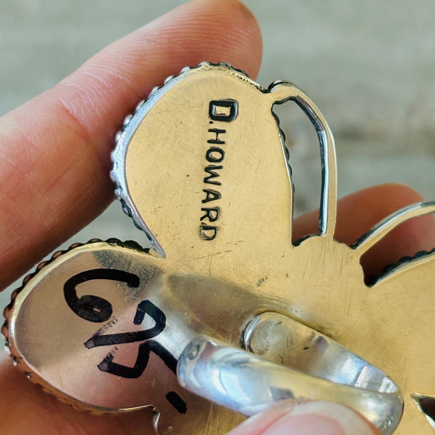 Navajo D. Howard Sterling Silver & Mixed Turquoise Butterfly Statement Ring