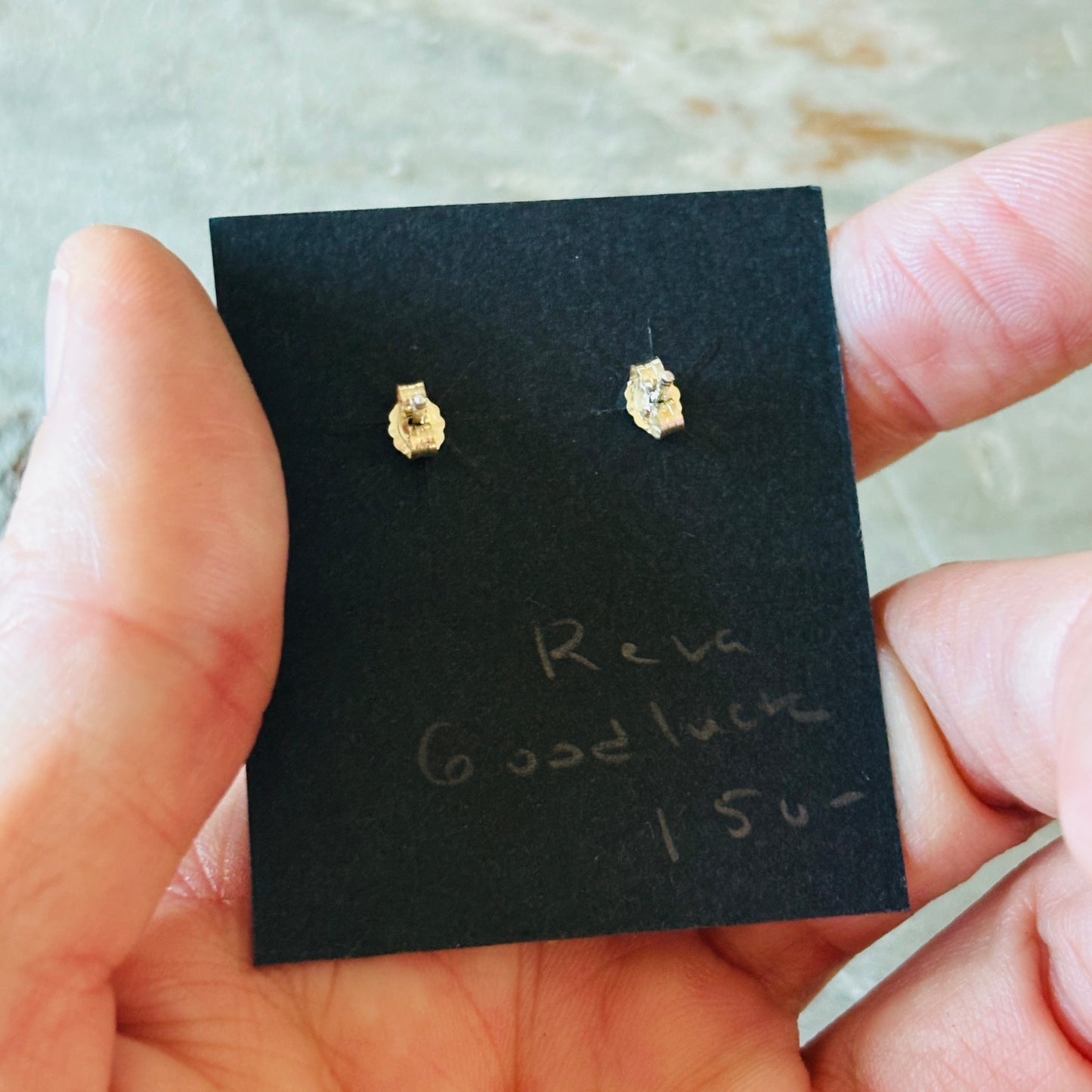 Navajo Reva Goodluck Sterling Silver & Golden Hills Turquoise Stud Earrings