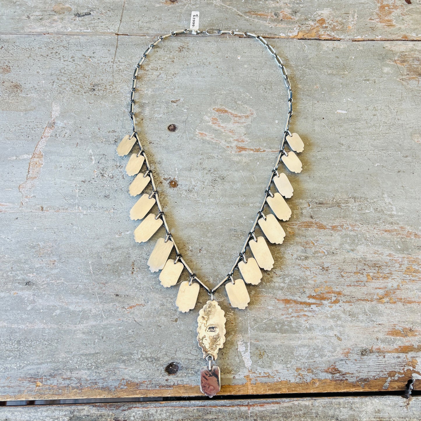 Navajo Brenda Jimenez Sterling Silver & Kingman Turquoise Statement Necklace