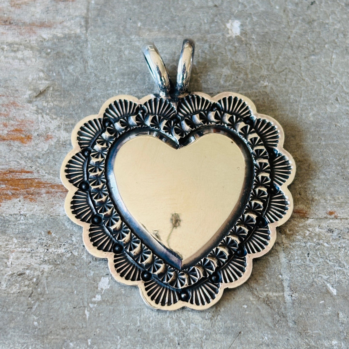Navajo Sunshine Reeves Sterling Silver Heart Pendant