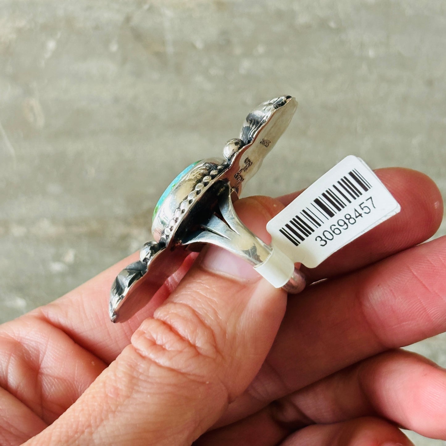 Navajo Mary Ellen Sterling Silver & Sonoran Turquoise Starburst Ring
