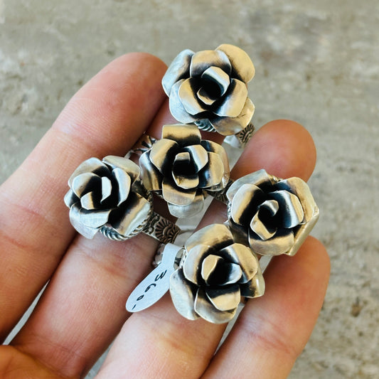 Navajo Chris Etsitty Sterling Silver Rose Rings