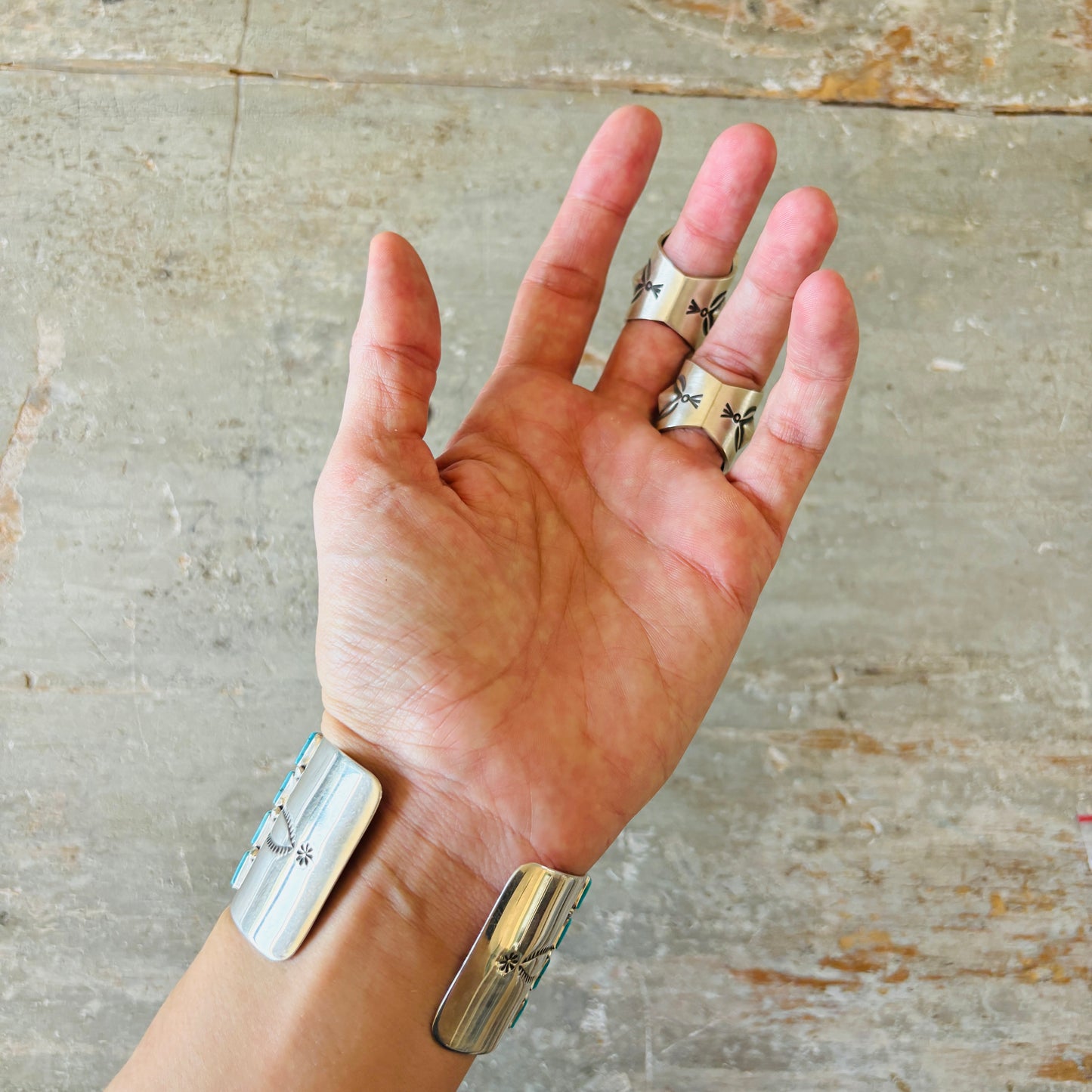 Navajo Herman Smith Sterling Silver & Turquoise Shield Ring