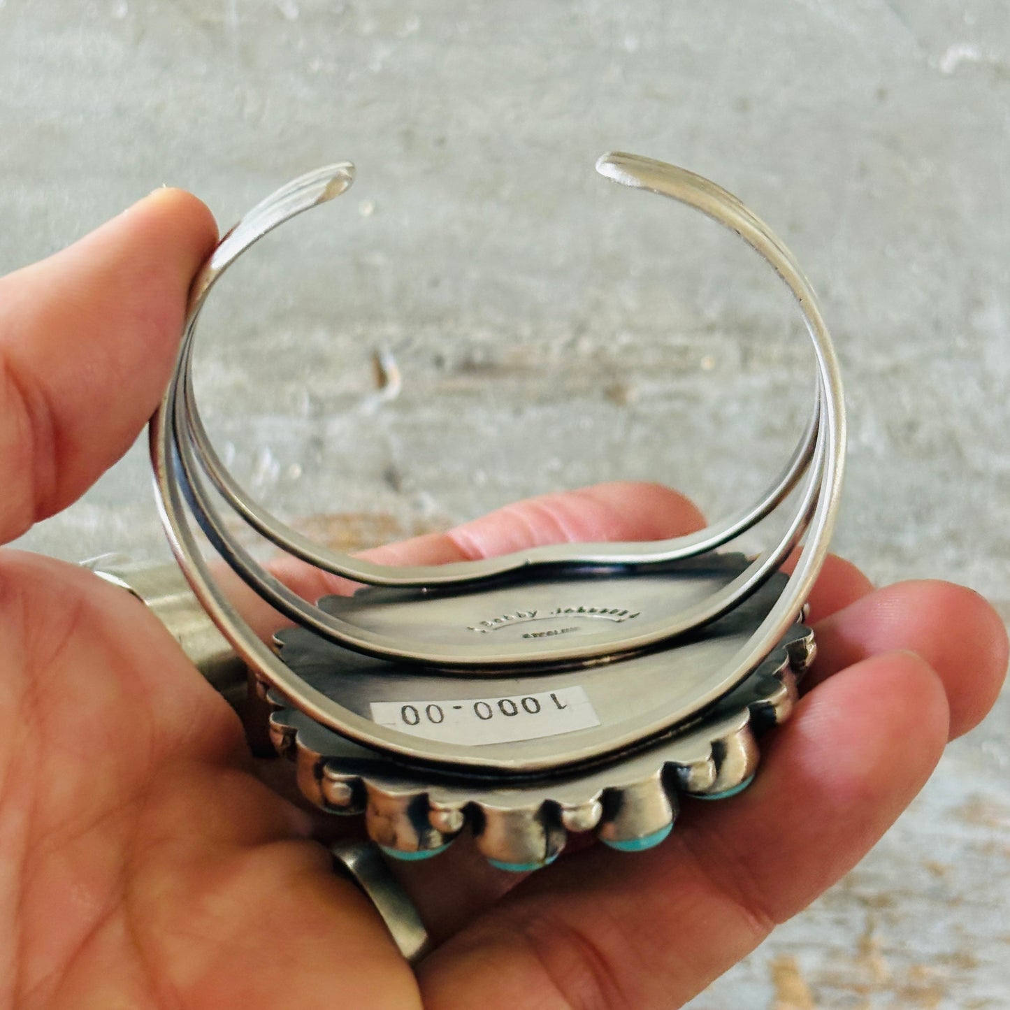 Navajo Bobby Johnson Sterling Silver & #8 Turquoise Cluster Cuff!