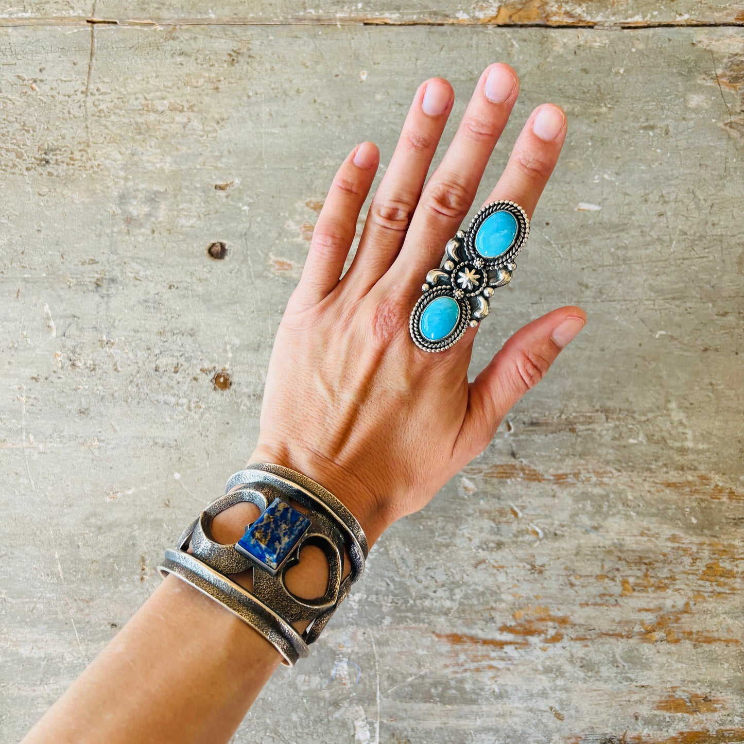 Navajo Braxton Parkett Sterling Silver & Turquoise Statement Ring