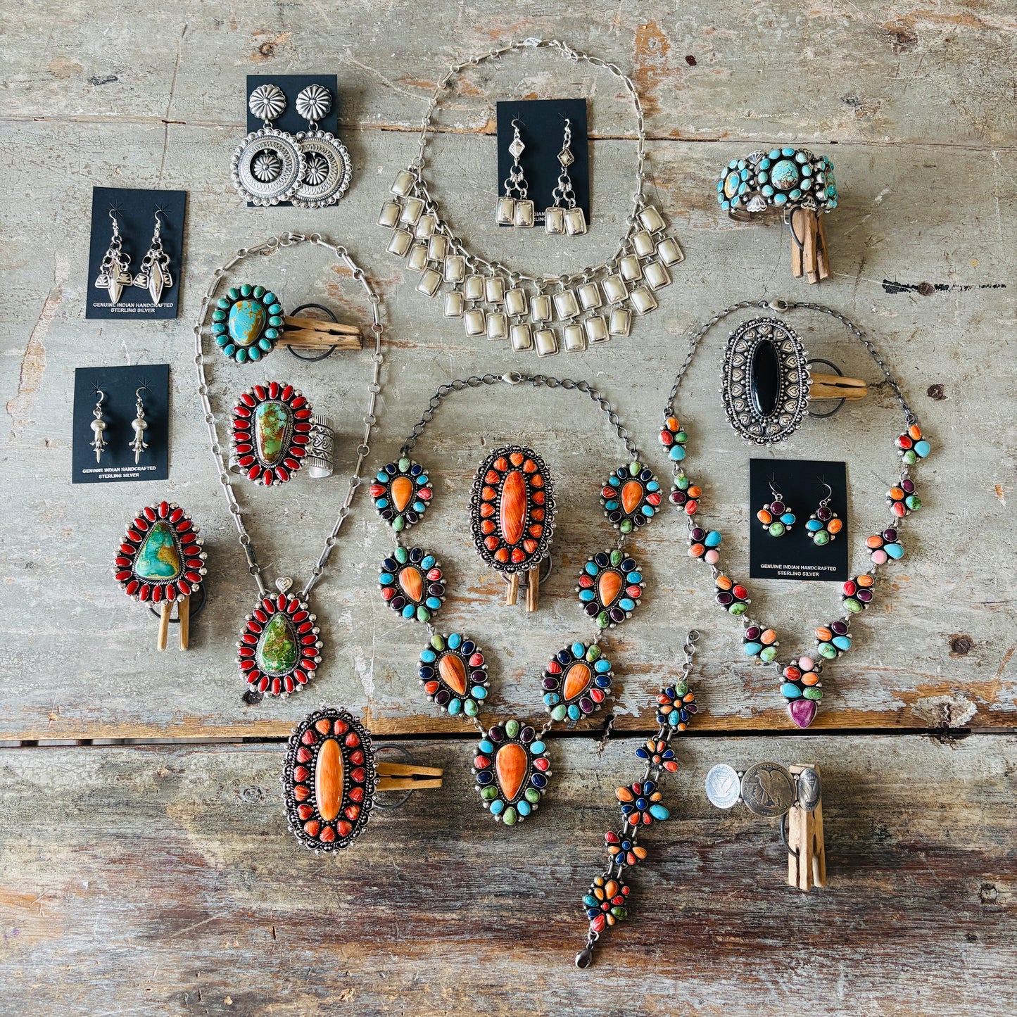 Navajo Dakota Willie Sterling Silver Charm Earrings