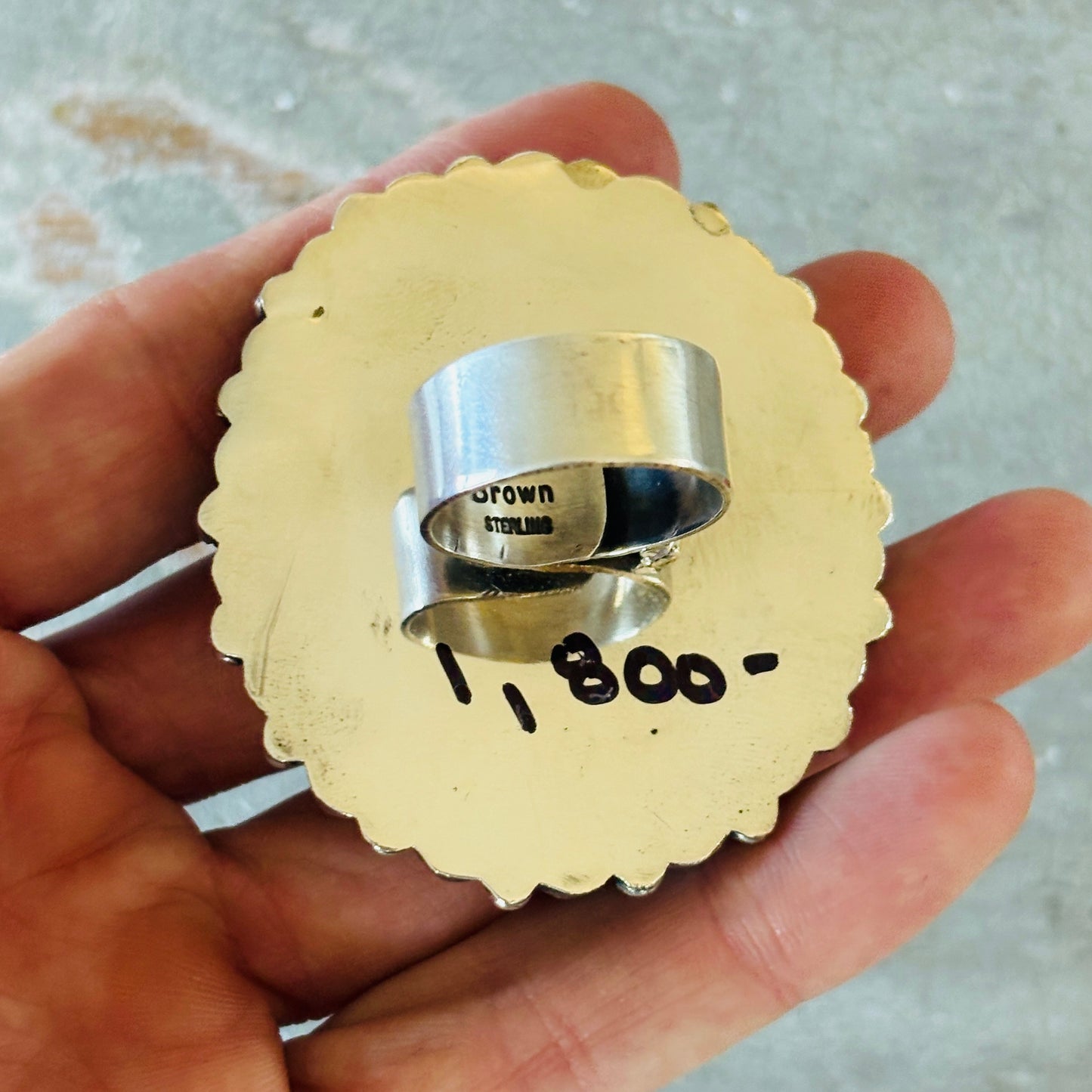 Navajo Hemerson Brown Sterling Silver - Sonoran & Sleeping Beauty Turquoise Cluster Ring