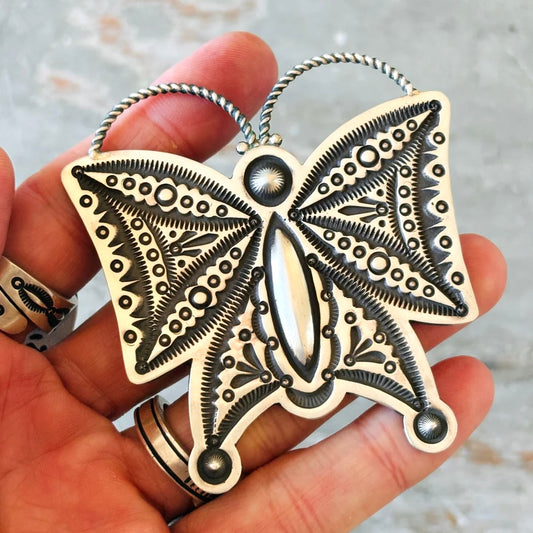 Navajo Herman Smith Sterling Silver Butterfly Pin - Pendant