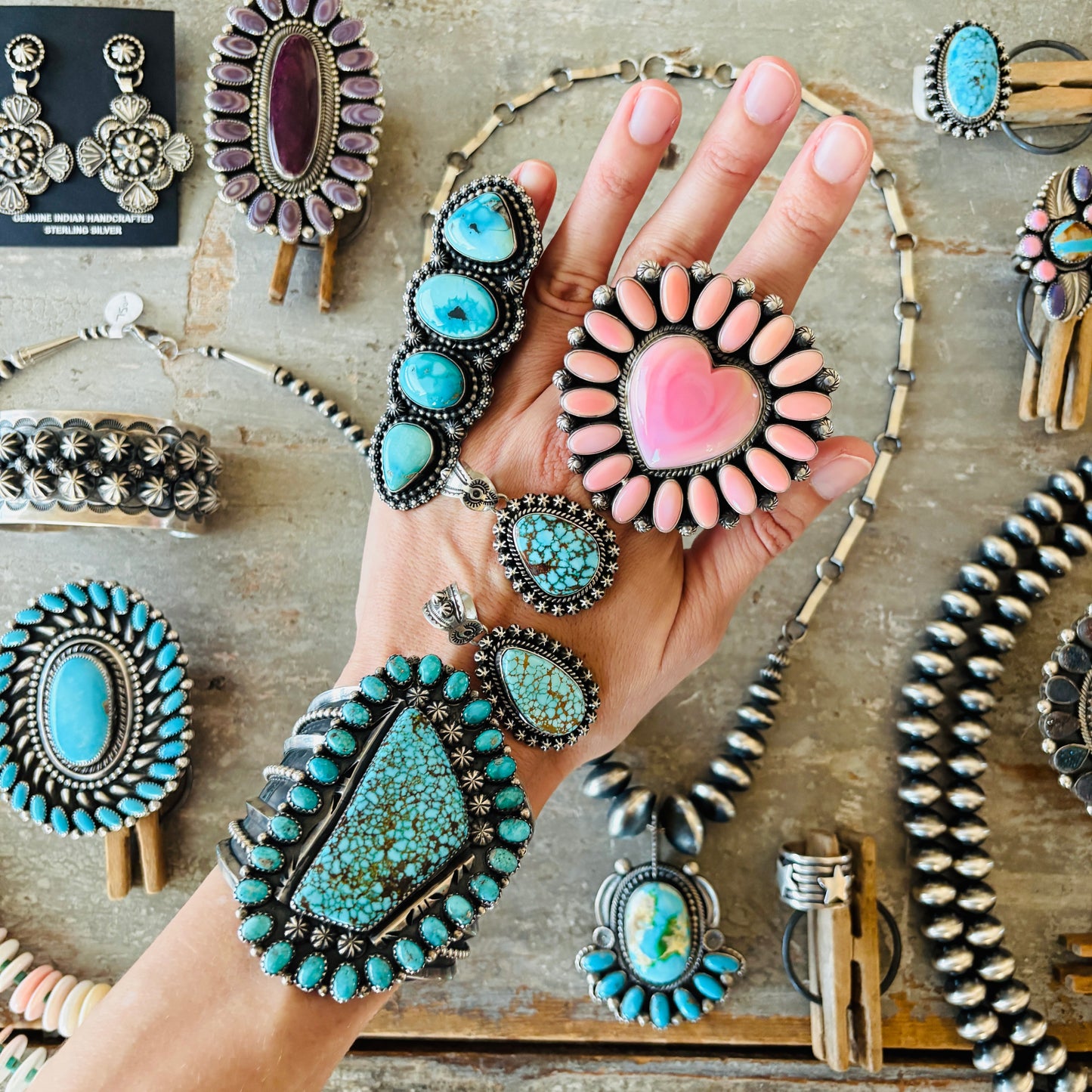 Navajo Hemerson Brown Sterling Silver & Druzy Statement Ring