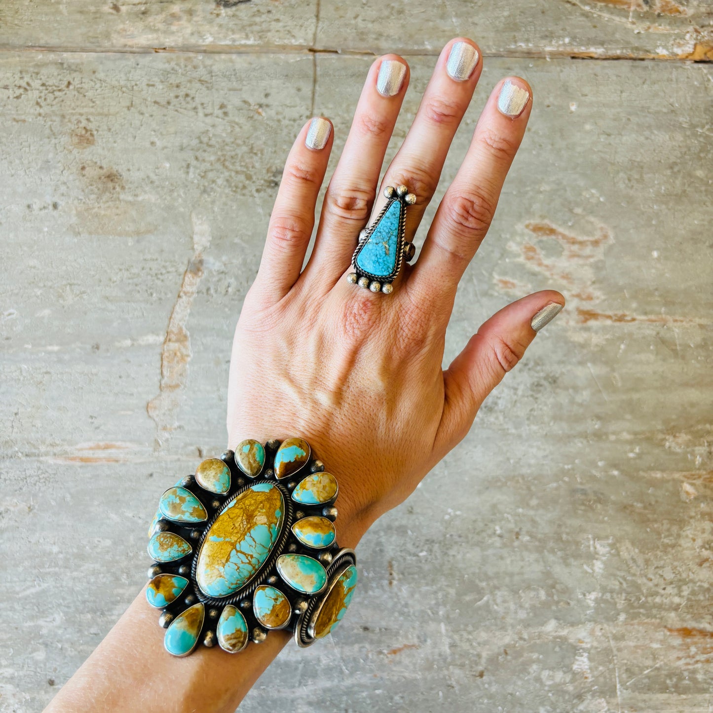 Navajo Merlin James Sterling Silver & Kingman Turquoise Ring