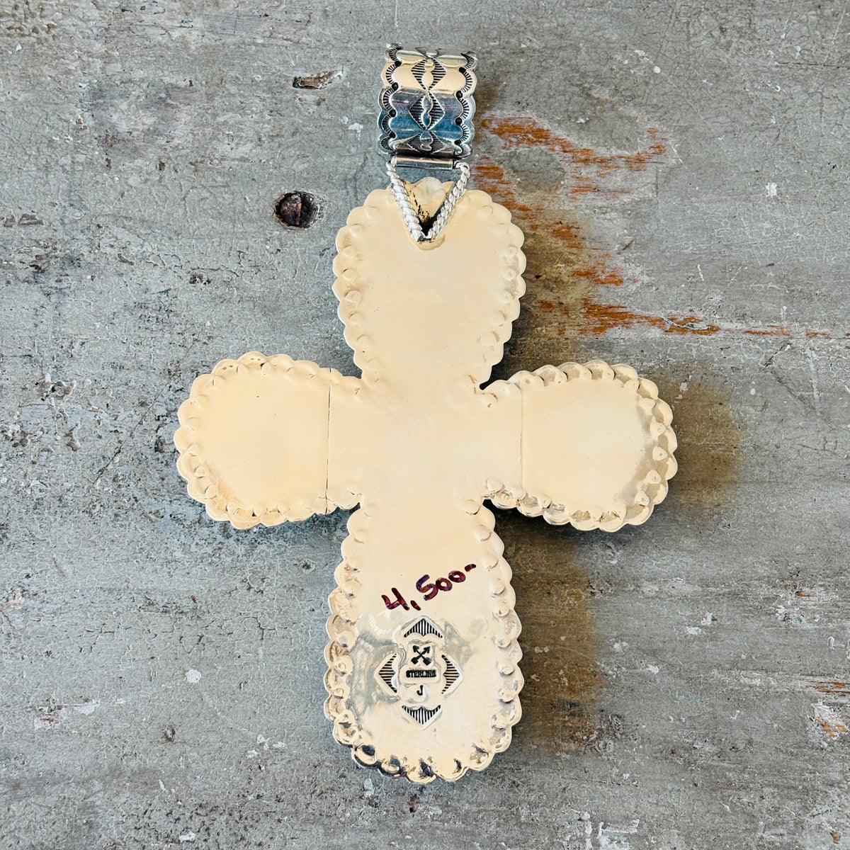 Navajo Melvin & Tiffany Jones Sterling Silver - Kingman Turquoise Cross Statement Pendant